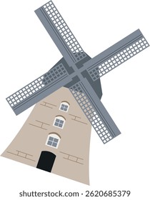 Illustration of a large Dutch windmill