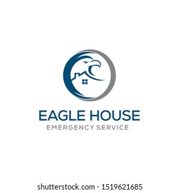 Illustration of a large eagle stopping on a building logo design graphic