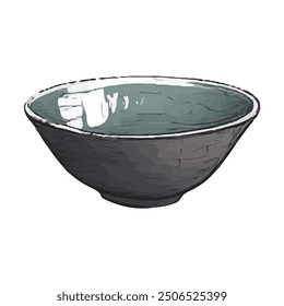 Illustration of a large empty bowl on a white background. Isolated bowl cartoon