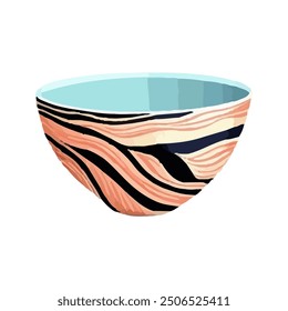 Illustration of a large empty bowl on a white background. Isolated bowl cartoon