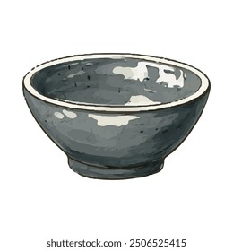 Illustration of a large empty bowl on a white background. Isolated bowl cartoon