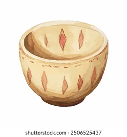 Illustration of a large empty bowl on a white background. Isolated bowl cartoon