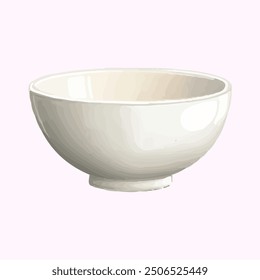 Illustration of a large empty bowl on a white background. Isolated bowl cartoon