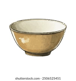 Illustration of a large empty bowl on a white background. Isolated bowl cartoon