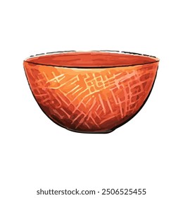 Illustration of a large empty bowl on a white background. Isolated bowl cartoon