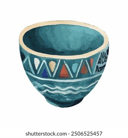 Illustration of a large empty bowl on a white background. Isolated bowl cartoon
