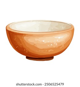 Illustration of a large empty bowl on a white background. Isolated bowl cartoon