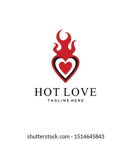 Illustration of a large fire sign that is burning a heart sign logo design