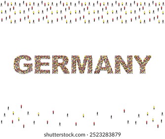 Illustration of a large group of people in Germany flag colors