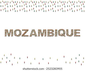 Ilustração de um grande grupo de pessoas em Moçambique