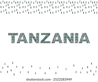 Illustration of a large group of people in Tanzania flag colors