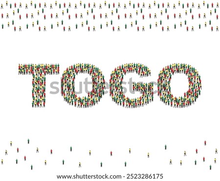 Illustration of a large group of people in Togo flag colors