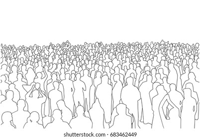 Illustration of large mass of people in perspective