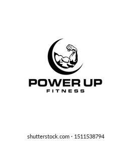 Illustration of large muscular hands for a sign in the fitness logo design icon