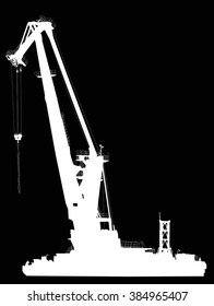 ilustración con grúa náutica grande aislada en fondo negro