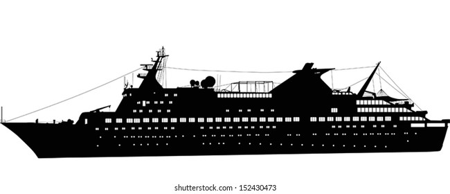 illustration with large passenger ship isolated on white background