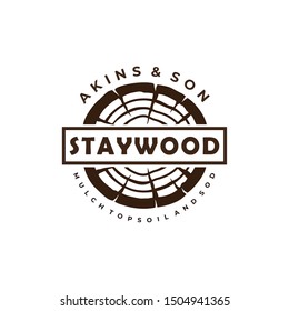 Illustration of large pieces of wood fiber with beautiful fiber patterns in them logo design vintage