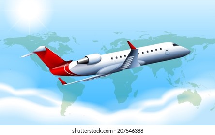Illustration of a large plane in the sky