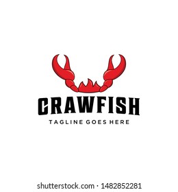 Illustration large red crab crawfish with strong claws looks scary to eat logo design
