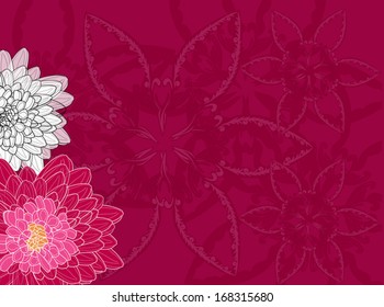 illustration with large red flowers background