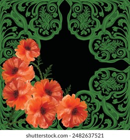 ilustración con fondo de flores rojas Grandes
