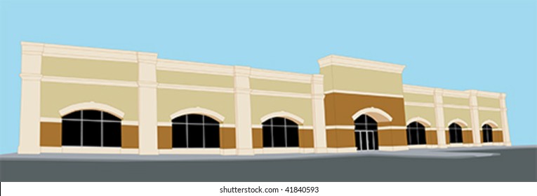 illustration of a large retail store with arched windows and entrance