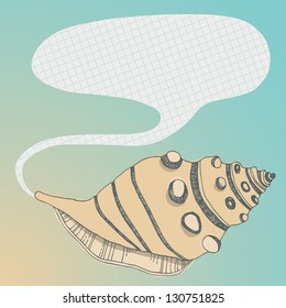 Illustration of large seashell and bubble