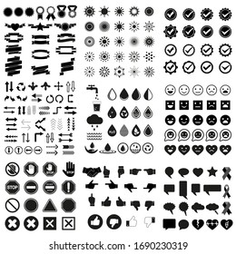 illustration of a large set of signs and symbols on a white background