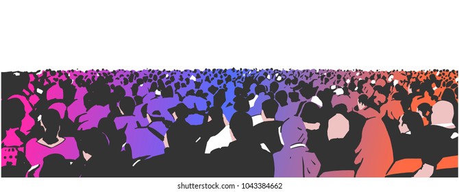 Illustration of large sitting audience in color