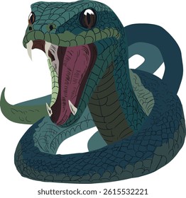 illustration with large snake isolated on white background