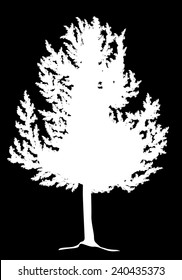 illustration with large tree isolated on black background