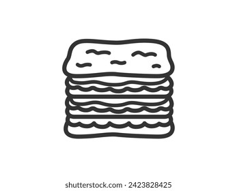 Illustration of lasagna icon (line drawing).