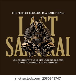 the illustration of last samurai and typography design arts