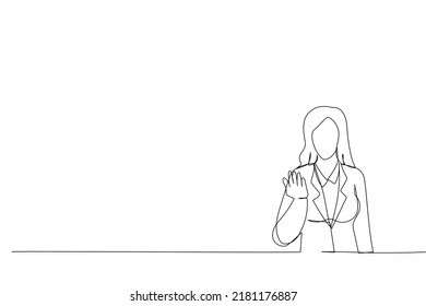 Illustration of latin business woman inviting someone. One line art style