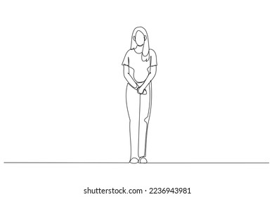 Illustration of latin businesswoman standing and posing. Single line art style
