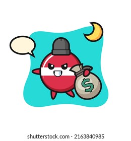 Illustration of latvia flag badge cartoon is stolen the money , cute style design for t shirt, sticker, logo element