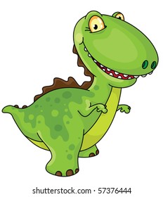 An illustration of a laughing dinosaur