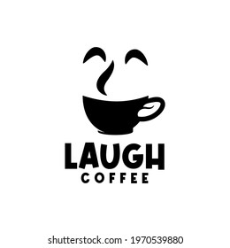 illustration of a laughing human face. the combination of a laughing face and a cup for the mouth. suitable for business logos related to cafes and comedy.