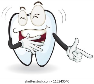 illustration of a laughing tooth on a white background