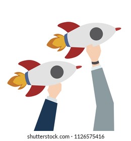 Illustration of launching business rockets