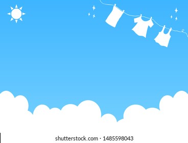 illustration of laundry and sunny sky