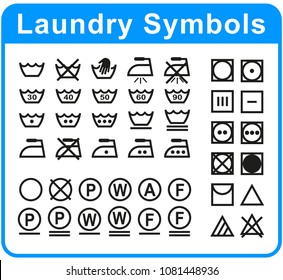 Illustration of laundry symbols set on white background