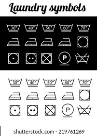 Illustration of laundry symbols, washing symbols