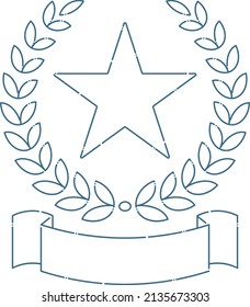 Illustration of a laurel with a star in the middle, a laurel wreath and a headline