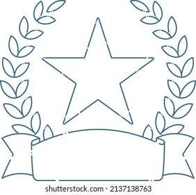 Illustration of a laurel with a star in the middle, a laurel wreath and a headline