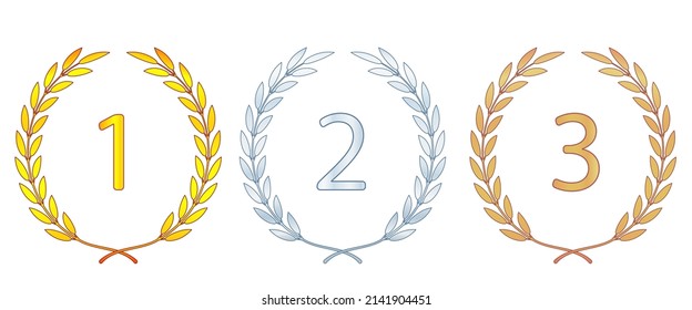 Illustration of a laurel wreath levels set