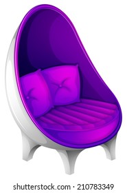 Illustration of a lavender chair with throw pillows on a white background