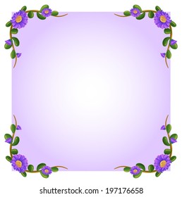 Illustration einer leeren Lavendervorlage mit Pflanzengrenzen auf weißem Hintergrund