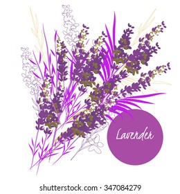 illustration lavender flower spring greeting card summer composition garden beautiful delicate