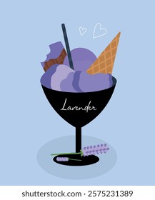 Illustration Lavender Ice Cream Corn and Chocolate Bar Taste